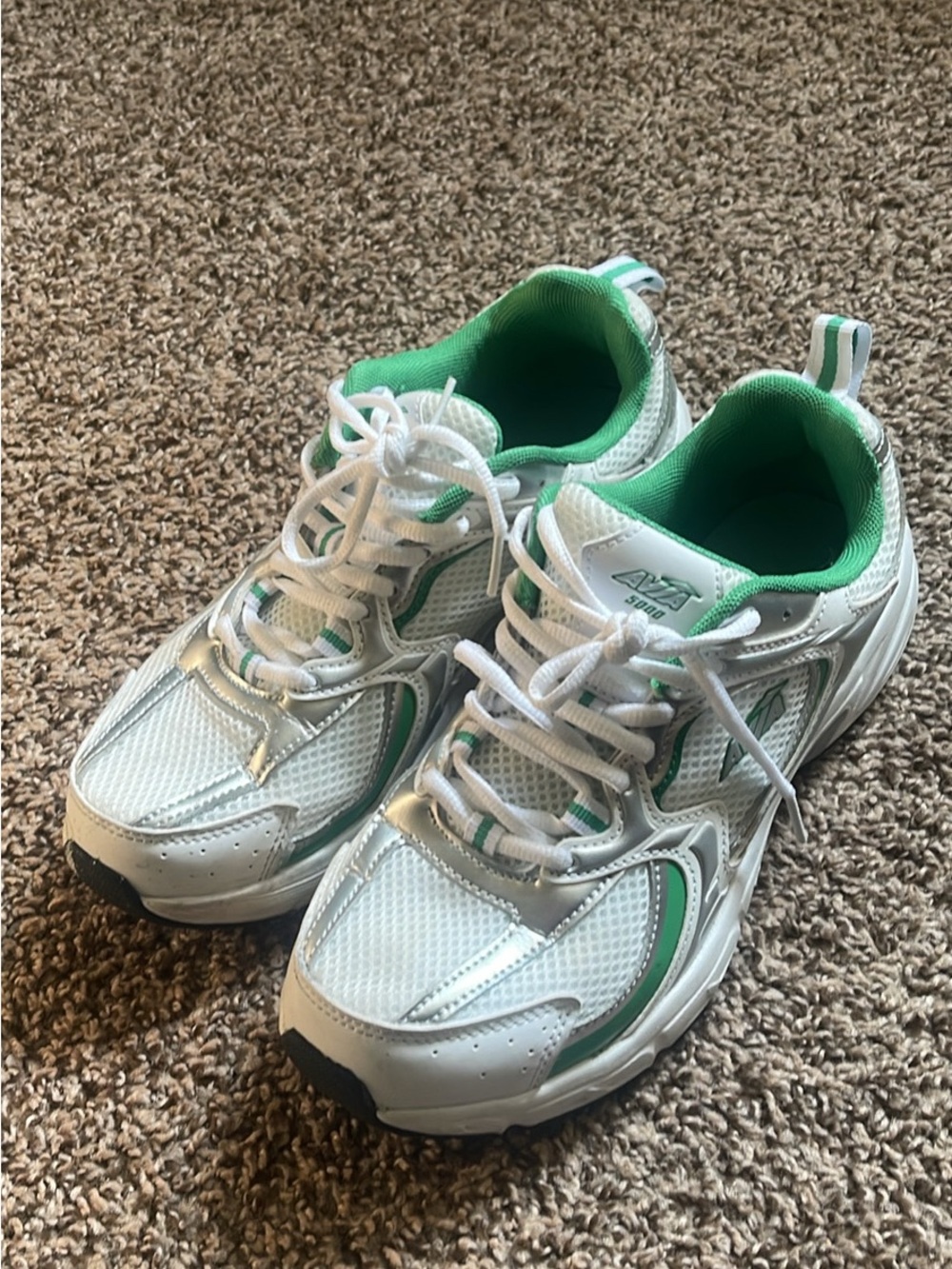 Avia White and Green Women's Athletic Sneakers